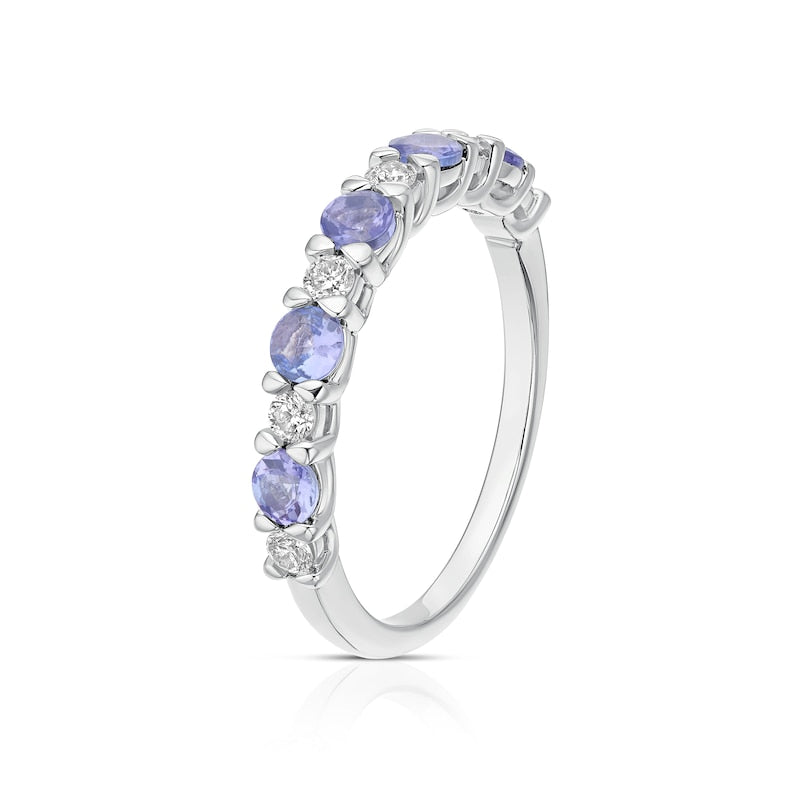 9ct White Gold 0.20ct Diamond & Tanzanite Eternity Ring