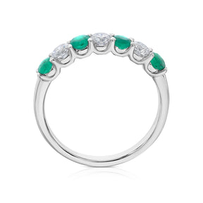 9ct White Gold 0.33ct Diamond & Emerald 7-Stone Ring