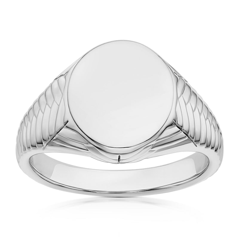 Sterling Silver Chevron & Braided Oval Signet Ring