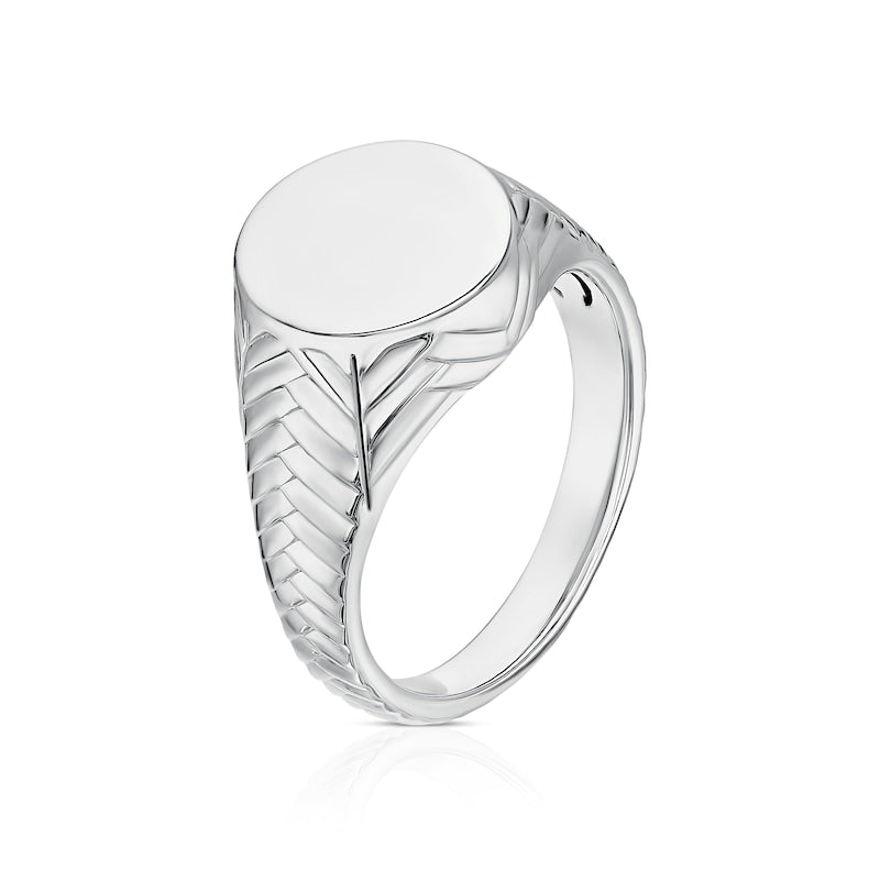 Sterling Silver Chevron & Braided Oval Signet Ring