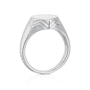 Sterling Silver Chevron & Braided Oval Signet Ring