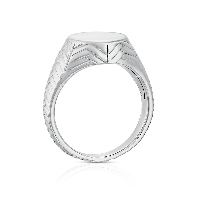 Sterling Silver Chevron & Braided Oval Signet Ring