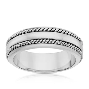 Sterling Silver Woven Edge Ring