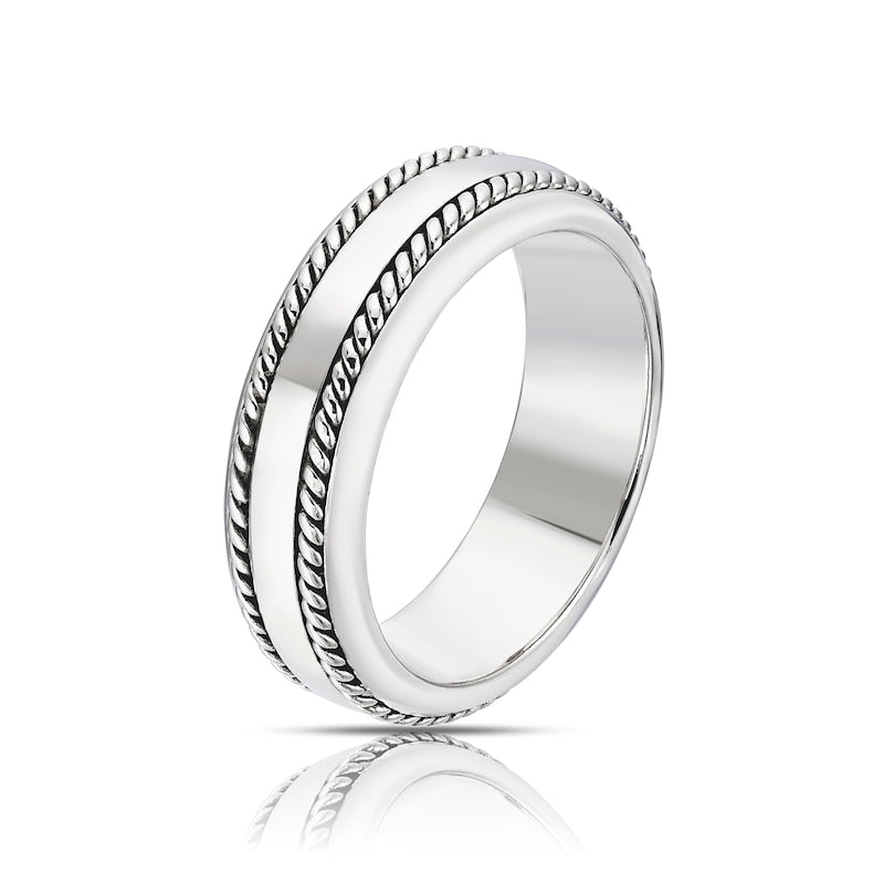 Sterling Silver Woven Edge Ring