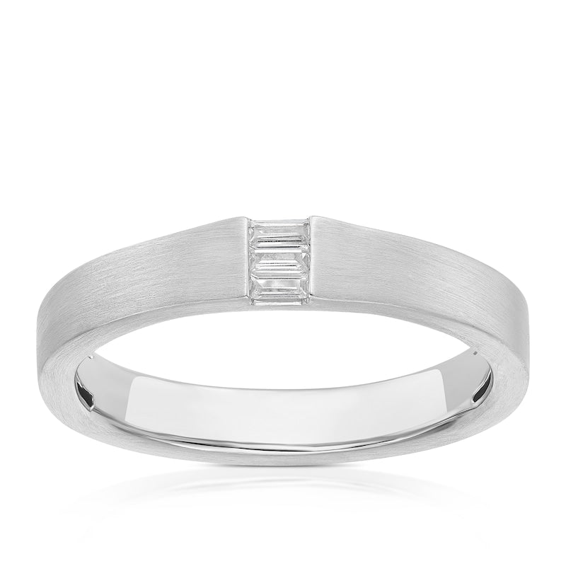 Sterling Silver & Cubic Zirconia Baguette Narrow Ring