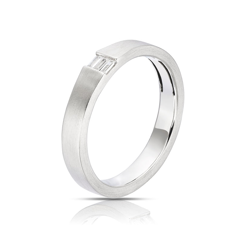 Sterling Silver & Cubic Zirconia Baguette Narrow Ring