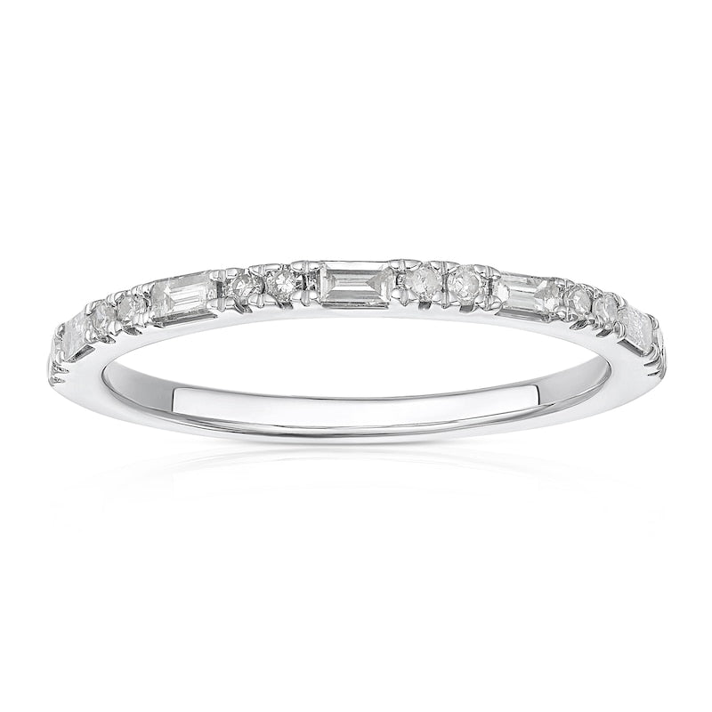 9ct White Gold Baguette & Round Eternity 0.20ct Diamond Ring