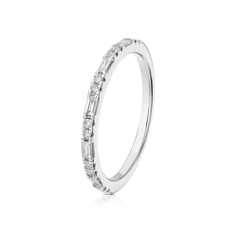 9ct White Gold Baguette & Round Eternity 0.20ct Diamond Ring
