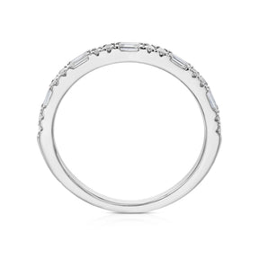 9ct White Gold Baguette & Round Eternity 0.20ct Diamond Ring