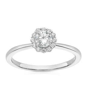Engagement Ring 18ct White Gold & Platinum Halo 0.50ct Diamond Ring
