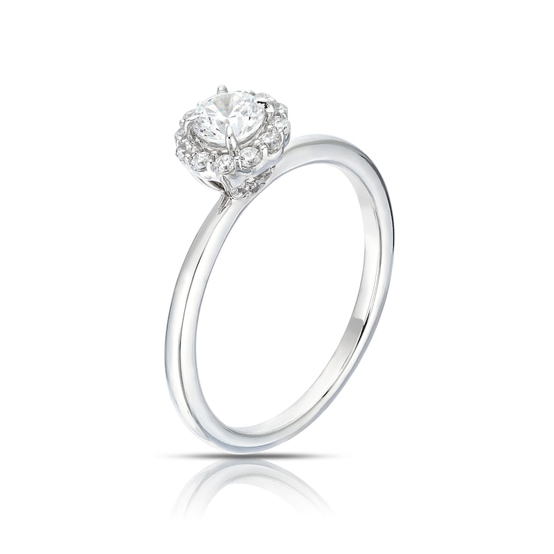 Engagement Ring 18ct White Gold & Platinum Halo 0.50ct Diamond Ring
