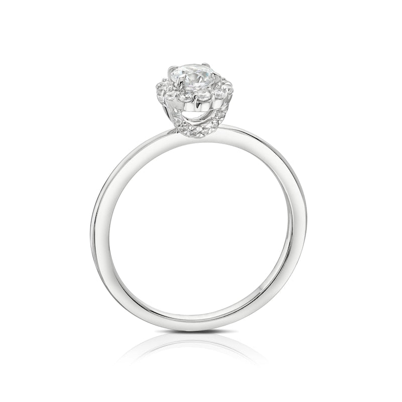 Engagement Ring 18ct White Gold & Platinum Halo 0.50ct Diamond Ring