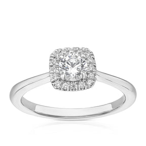Engagement Ring 18ct White Gold & Platinum Cushion Shaped 0.50ct Diamond Ring