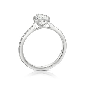 Engagement Ring The Diamond Story Platinum Pear Shaped Halo 0.75ct Diamond Ring