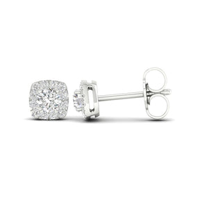 Origin 9ct White Gold 0.30ct Diamond Cushion Shaped Halo Earrings