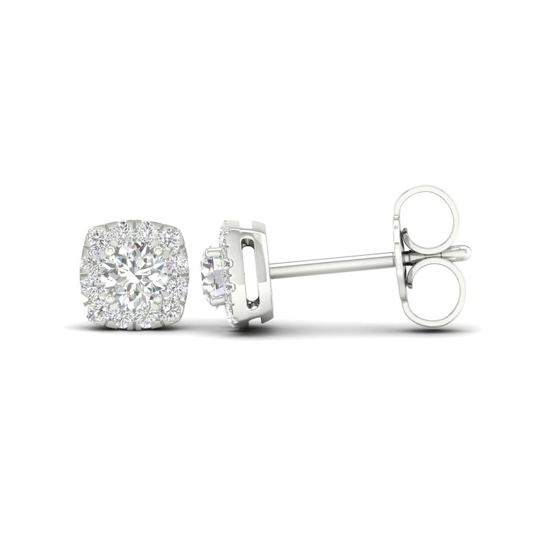 Origin 9ct White Gold 0.30ct Diamond Cushion Shaped Halo Earrings