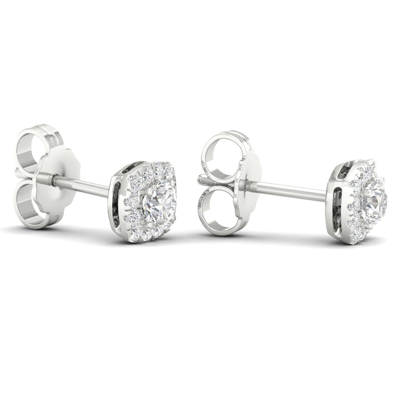 Origin 9ct White Gold 0.30ct Diamond Cushion Shaped Halo Earrings