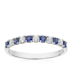 9ct White Gold Created Sapphire & Cubic Zirconia Eternity Ring
