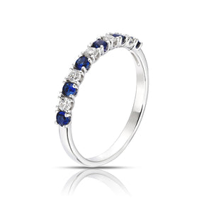 9ct White Gold Created Sapphire & Cubic Zirconia Eternity Ring