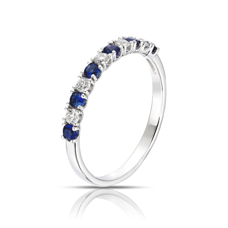 9ct White Gold Created Sapphire & Cubic Zirconia Eternity Ring