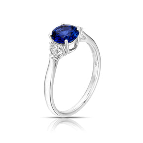 9ct White Gold Created Sapphire & Cubic Zirconia Trilogy Ring