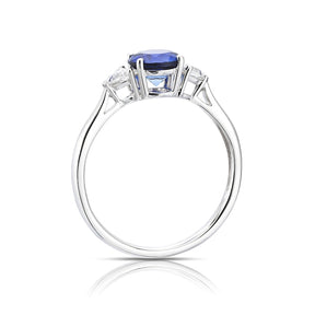 9ct White Gold Created Sapphire & Cubic Zirconia Trilogy Ring