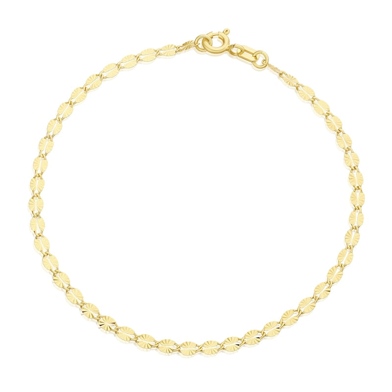 9ct Yellow Gold 7.25" Starburst Diamond Cut Bracelet