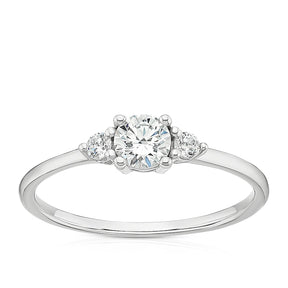9ct White Gold Cubic Zirconia Trilogy Ring