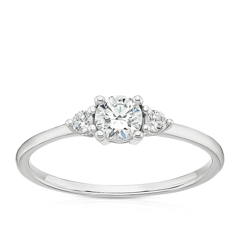9ct White Gold Cubic Zirconia Trilogy Ring