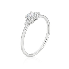 9ct White Gold Cubic Zirconia Trilogy Ring