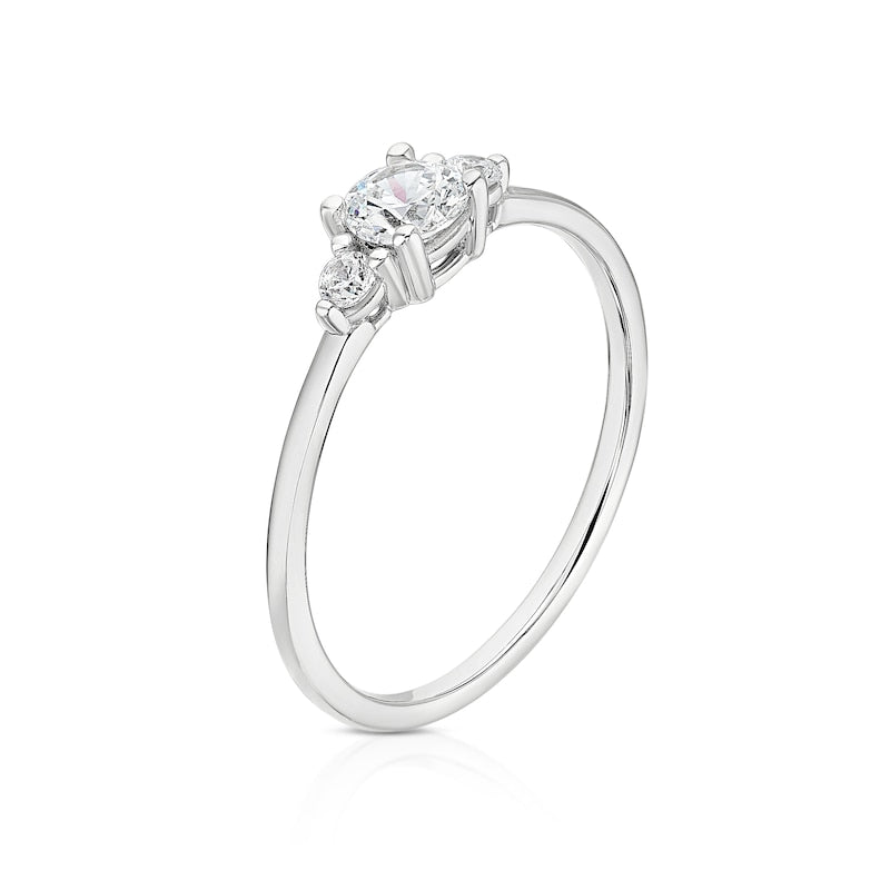 9ct White Gold Cubic Zirconia Trilogy Ring