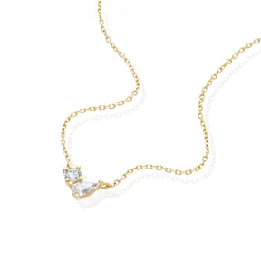 9ct Yellow Gold 16+2" Round & Pear Cubic Zirconia Necklace
