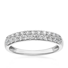 Sterling Silver Cubic Zirconia Double Row Pavé Ring