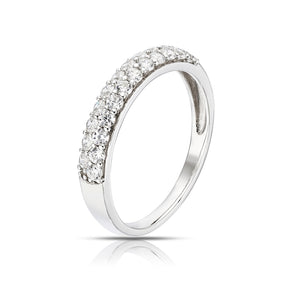 Sterling Silver Cubic Zirconia Double Row Pavé Ring