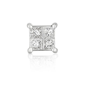 9ct White Gold Princess Cut Diamond Single Earring