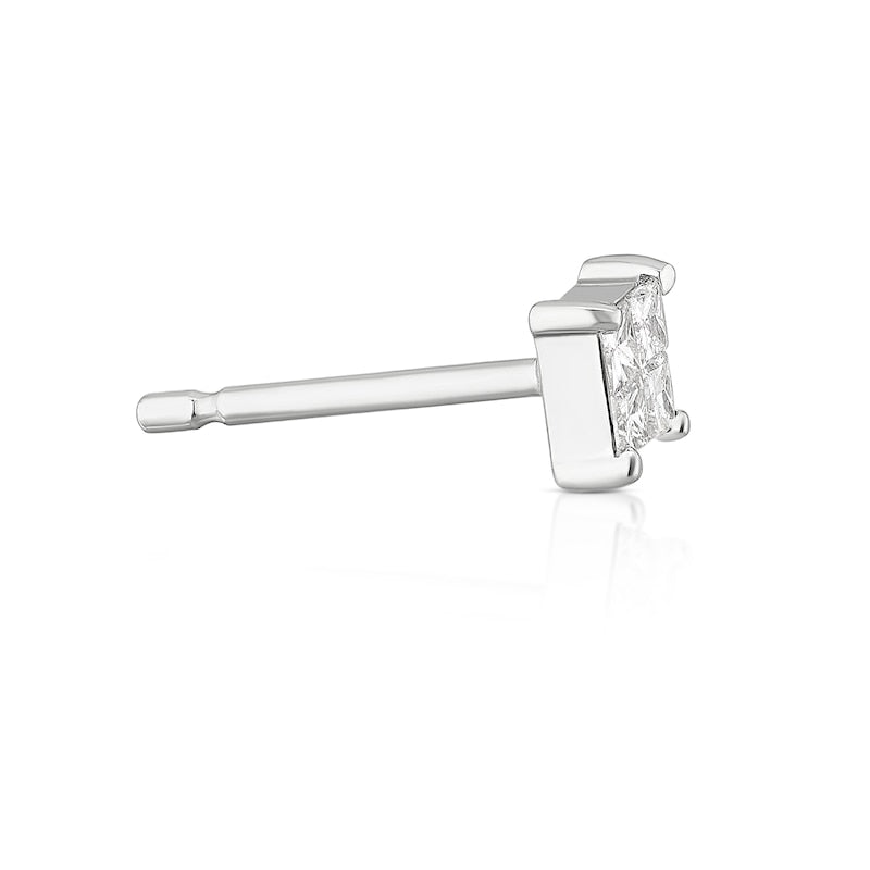 9ct White Gold Princess Cut Diamond Single Earring