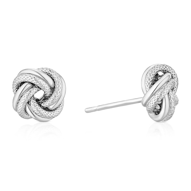 Sterling Silver Textured Knot Stud Earrings