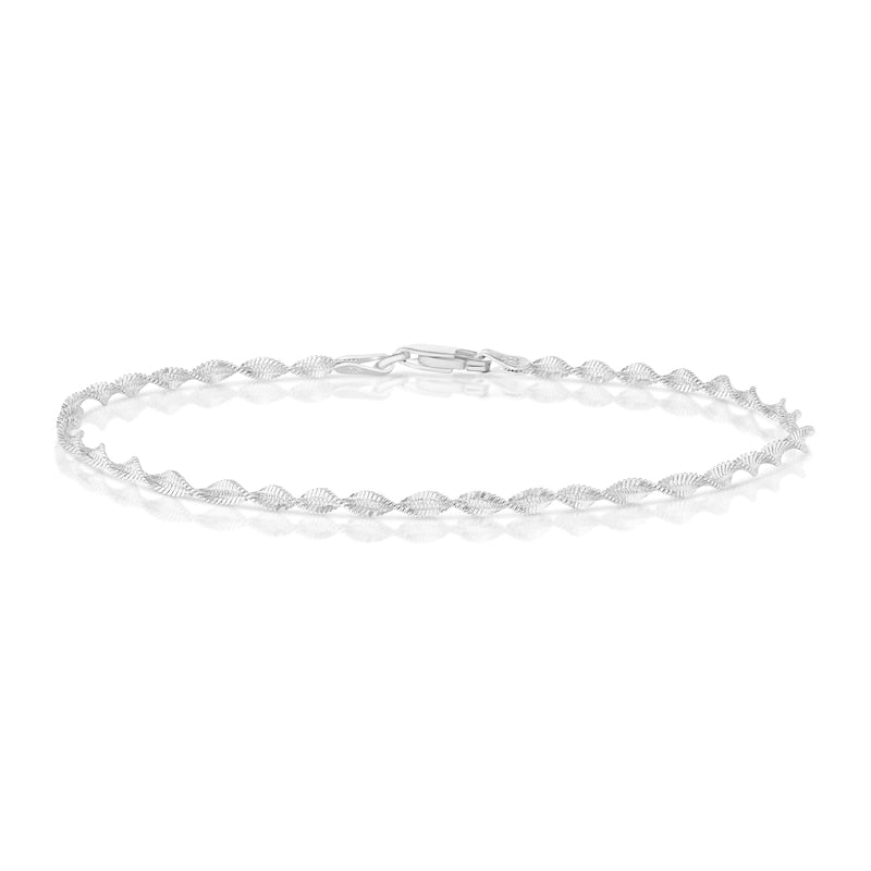 Sterling Silver 7.5" Sparkly Twist Bracelet