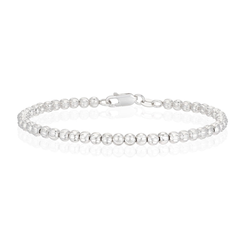 Sterling Silver Diamond Cut Beaded Ball Bracelet