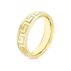 9ct Yellow Gold Greek Key Ring