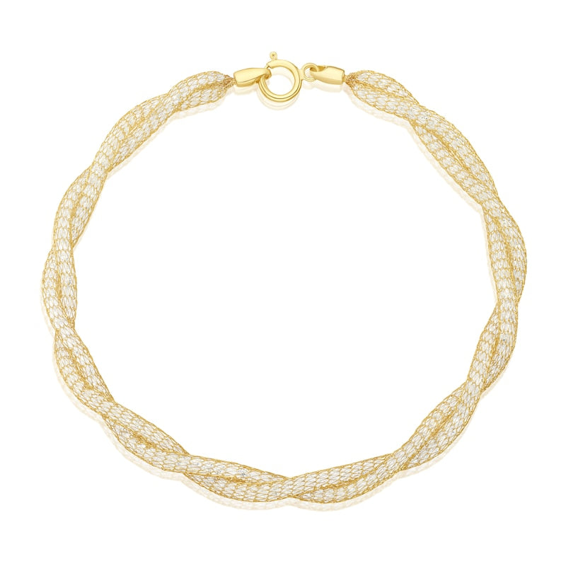 9ct Yellow Gold 7.5" Twist Cubic Zirconia Bracelet