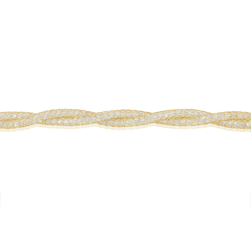 9ct Yellow Gold 7.5" Twist Cubic Zirconia Bracelet