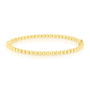 9ct Yellow Gold Polished Beaded Balls Bangle