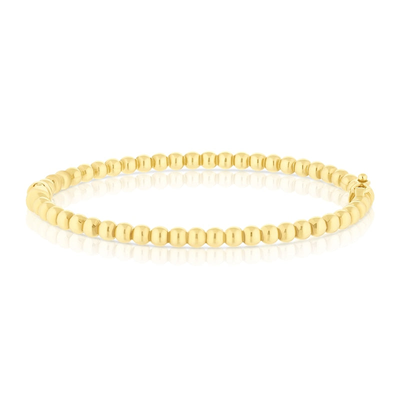 9ct Yellow Gold Polished Beaded Balls Bangle