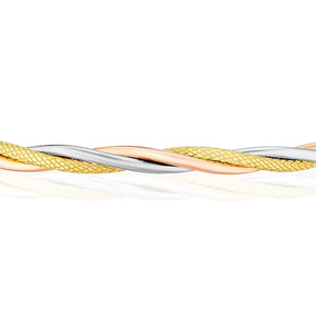 9ct Tri Gold  Multi Texture Twist Bangle