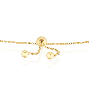 9ct Tri Gold Diamond Cut Bead Bolo Bracelet