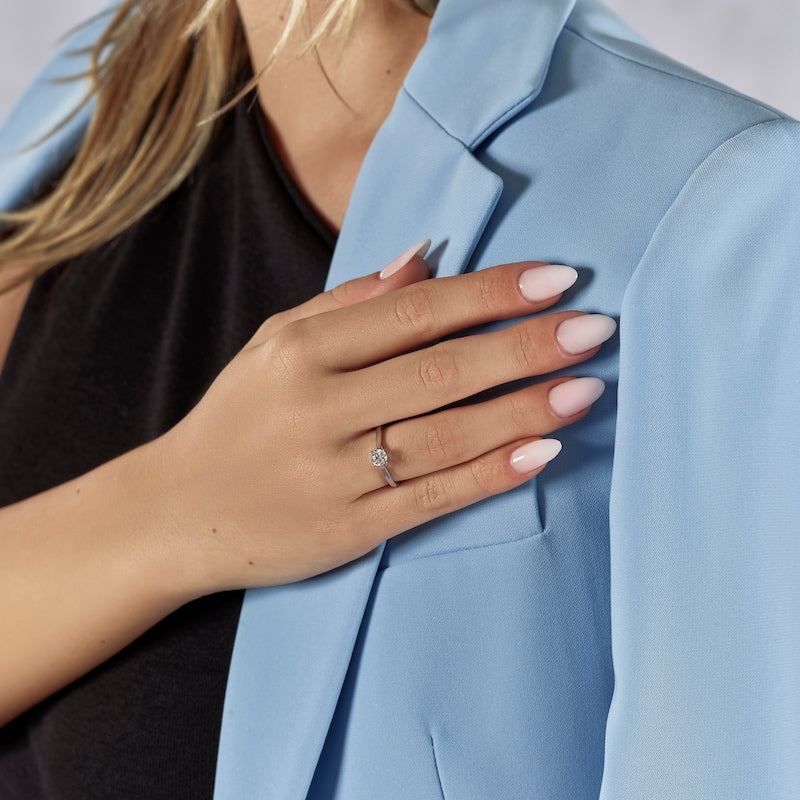 Engagement Ring 18ct White Gold Round Cut Four Claw Solitaire 0.50ct Diamond Ring