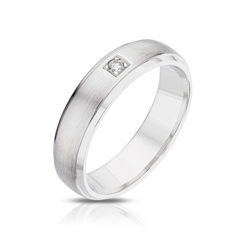 Engagement Ring Sterling Silver & Diamond 6mm Diamond Ring