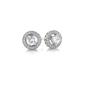 Sterling Silver Cubic Zirconia Halo Stud Earrings