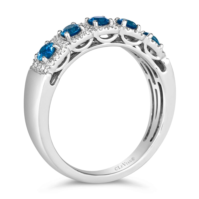 Le Vian Platinum 0.25ct Diamond & Blueberry Sapphire Round Cut Ring